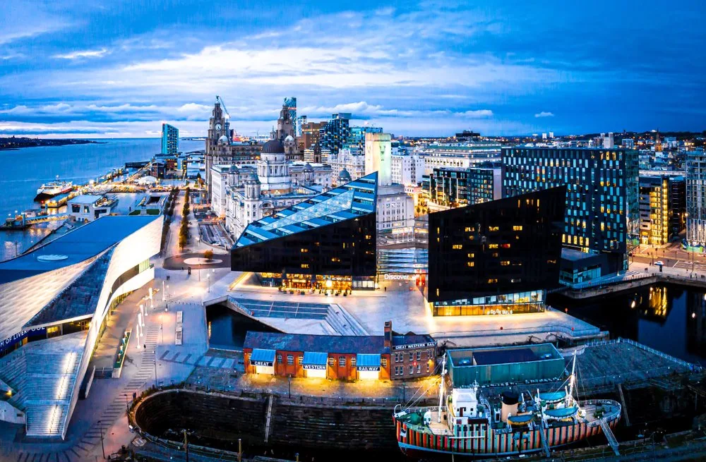 Aerial,View,Of,Royal,Albert,Dock,In,Liverpool,,England